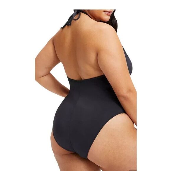 Good American GSW0424 Women Sz 7/4XL Black Leilani Halter Neck 1-PC Swimsuit - Picture 8 of 8